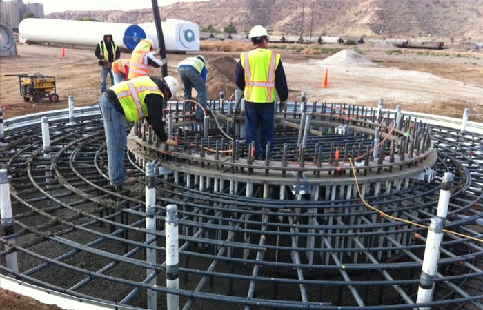 Wind turbine foundation construction